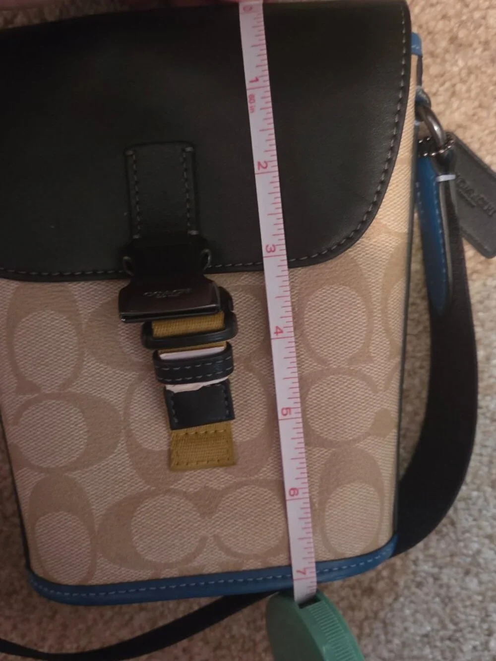 NWOT Khaki Blue & Black Coach Crossbody Bag